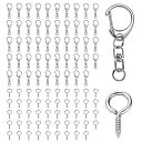 キーホルダー金具 キーホルダーパーツ 100個入り キーリングアクセサリー ネジヒートン DIY 手芸用品 手作りキーホルダーパーツ パーツ ゴールドシルバー ...