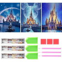 ダイヤモンドアート キット ダイヤモンドの絵画 3個セット きれい 全面貼り付け ダイヤモンドアート 塗装 初心者 大人の子供 DIY 手芸キット 芸術品 家の壁の装飾 (城)(3)