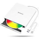 【2024革新型・高速USB3.0対応】 CD DVDドライブ 外付け 静音 DVDプレーヤー 外付けDVDドライブ USB3.0&Type-C両接続 読取/書...