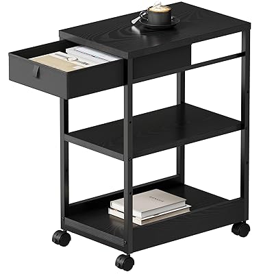 パソコンラック サイドワゴン 引き出し付き pcラック キャスター付きワゴン pcワゴン 板は調節可能 プ..