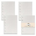メモ帳リフィル A7 ミニ6穴【4冊セット】 5mm方眼罫 システム手帳リフィル 手帳リフィル a7 ポケットサイズ クリーム 180枚 ノート
