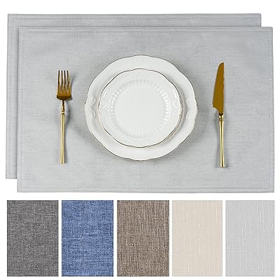 ランチョンマット 撥水 綿痲類 30x45cm 二層生地 両面使える 無地 和風 断熱 滑り止め おしゃれ 布製 給食 食事マット お手入れ簡単 家庭用 キッチン レストラン 2枚 グレー