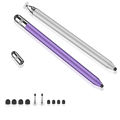 2本セット タッチペン スタイラスペン スマートフォン タブレット スタイラスペン iPad iPhone Android タッチパネル触れず対策 (シルバー/...