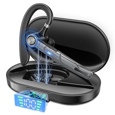 【2024年の傑作・Bluetooth5.3+EDR】Bluetoothヘッドセット Bluetooth イヤホン 最大110待受時間 500mAh充電ケース付 LEDバッテリー残量ディスプレイ 耳掛け型 片耳イヤホン マイク内蔵 ハンズフリー通話 【2024年の傑作・Bluetooth5.3+EDR】Bluetoothヘッドセット Bluetooth イヤホン 最大110待受時間 500mAh充電ケース付 LEDバッテリー残量ディスプレイ 耳掛け型 片耳イヤホン マイク内蔵 ハンズフリー通話