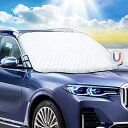 車用サンシェード カーフロントカバー 強風対策設計 PEVAアルミホイル材 より強化磁石付き 凍結防止シート 霜よけ 車用雪対策 日よけ 防水 防風 雪 氷 車フロントカバー 軽自動車/普通車/SUV車に適用 車用サンシェード 遮光断熱 四季対応 軽(2)