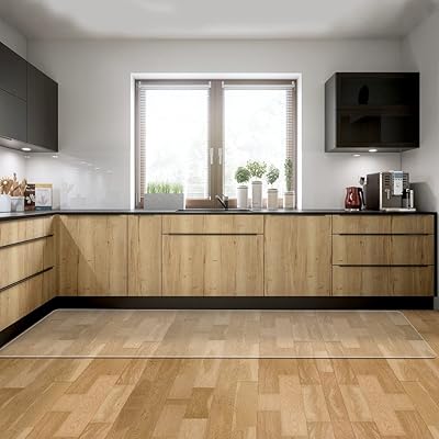 【拭くだけ】キッチンマット 透明 80×240cm クリア 1.5mm厚 拭ける PVC 床暖房対応 お手入れ簡単 台所 ソフト エンボス加工 カットできる サラっとした手触り 清潔 ハードフロア/畳/フローリング対応