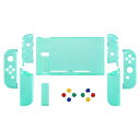 Switchに対応用カスタムDIY交換ケースシェル、クリア素材のSwitchコンソールに対応用バックプレート、NSに対応用ジョイコンホルダーハンドルコントローラーハウジング、フルボタンセットが付き【エメラルドグリーン】
