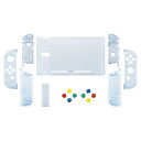 Switchに対応用カスタムDIY交換ケースシェル、クリア素材のSwitchコンソールに対応用バックプレート、NSに対応用ジョイコンホルダーハンドルコントローラーハウジング、フルボタンセットが付き【グレイシャーブルー】