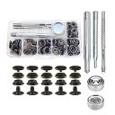 ジャンパーホック ステンレス鋼メタルボタン 黒ニッケル 15mm 18セット レザークラフト 工具 4種類 手芸/家庭/裁縫用 DIY 手作り ハンドメイド (...