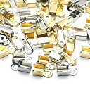 カシメ 紐留め 約200個 ゴールド シルバー 各100個 アクセサリーパーツ ネックレス ブレスレット アンクレット 金具 エンドパーツ カツラ ヒモ留め金具 エンド金具 副資材 手芸材料 手作り雑貨 素材 部品 (ボーター 4.4*7.2mm)