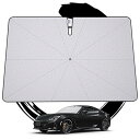 ruiya 車用サンシェード 新型 スバル BRZ 2代目 ZD8型 サンシェード 傘 専用 フロントガラス パラソル スバル BRZ ZD8 日除けシェード 曲がる中棒 ガラス繊維10本骨 車中泊 遮光 遮熱 UVカット 約10cm露先が折れる可能