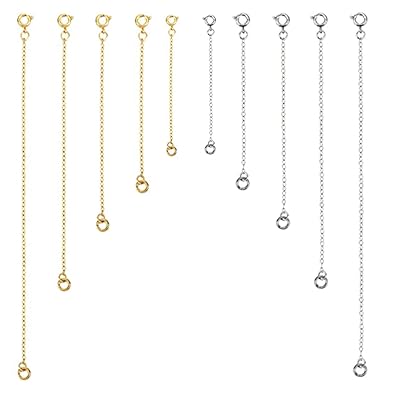 延長 チェーン ネックレスの長さを調整用 ステンレス製 5cm 7.6cm 10.16cm 12.7cm 15.24cm 10本セット ..