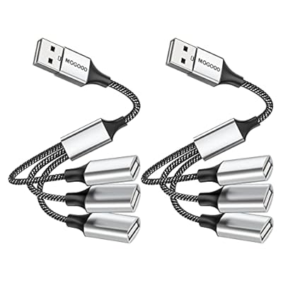 USB分岐器ケーブル 3-in-1USBスプリッタ USB電源分岐器 1オス3メスUSB 2.0アダプタ USB拡張ケーブル USBマルチポート充電/データ転(2パッケージ)