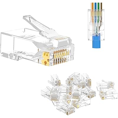 RJ45 コネクタ CAT6 CAT5E CAT5 LANケーブル用 貫通型 LANコネクタ 配線簡単 爪折れにくい 50個セット