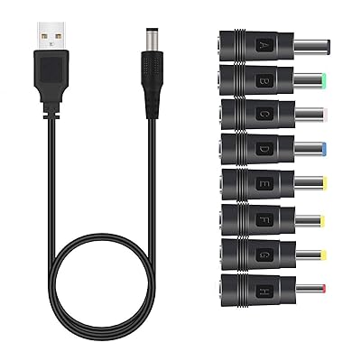 USB 電源ケーブル 変換プラグ付き 5.5x2.1mm 1m 5V1A DC充電コード アダプタ 8 in 1 扇風機 PSP ソーラーパネル ーなど対応用 3.5 * 1.35mm、 4.0 * 1.7mm 、 4.8 * 1.7mm 、5.5