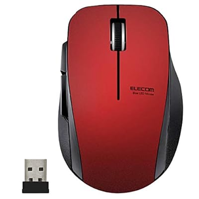 マウス ワイヤレス (レシーバー付属) Mサイズ 5ボタン (戻る・進むボタン搭載) 静音 レッド M-FBL01DBXSRD