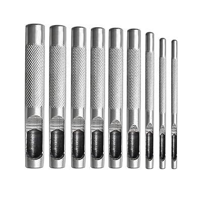 穴あけポンチ 9サイズ スチール製 穴あけポンチ 丸円型 革 穴あけ道具 DIY道具 2.5mm 3mm 4mm 5mm 6mm 7mm 8mm 9mm 10mm レザークラフト 打ち抜きポンチ