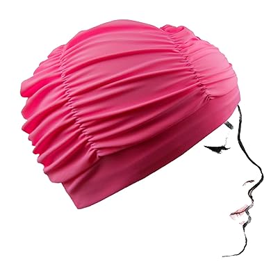 水泳帽子 プール帽子 水泳帽 女 スイミングキャップ 水泳キャップ大人 おしゃれ ふんわり ロングヘア対応 伸縮性良い 無地 男女兼用 大人用 (ローズレッド)