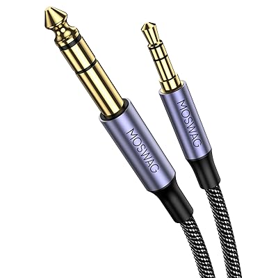 6.35 mmオスから3.5 mmオスまでのTRSステレオオーディオケーブル3m（3メートル）、亜鉛合金ケースとナイロン編み、iPodノートパソコンホームシアターデバイスアンプなどに対応