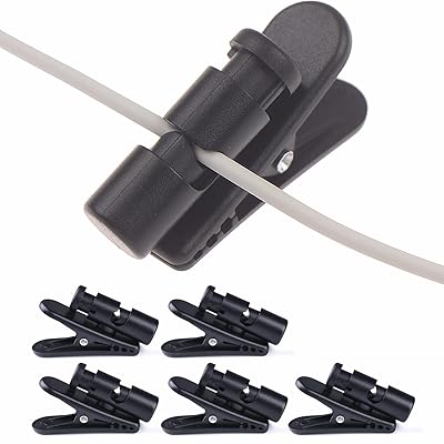 イヤホンクリップ 携帯クリップ アクセサリー 5個入 2.5-4.0mm ケーブル整理 固定 360度回転可能 ヘッドホンマイククリップ イヤホンやマイクのケーブルに