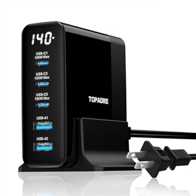 140W 急速充電器 PD タイプ c 充電器【100W Max*USB-C*3＋USB-A*2+ディスプレイ搭載+PSE】5ポート Type-c充 電器 MacBook M4 M3 /ipad Pro/iPhone 16/15/14/13 Pro(2)