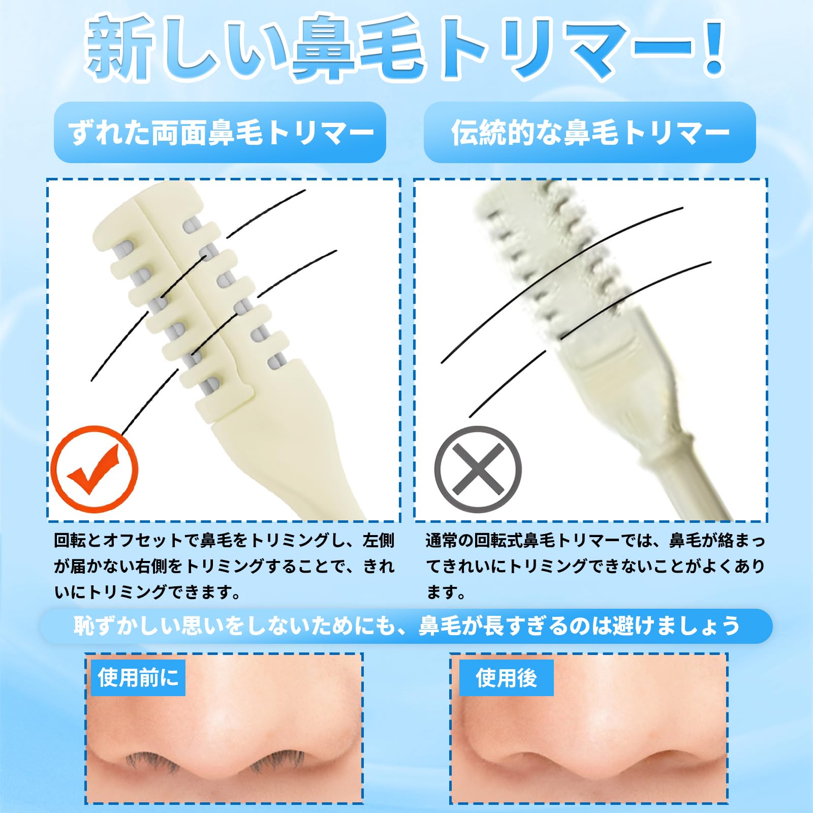 【即納】【20本セット】 鼻毛カッター 手動 はなげカッター 鼻毛トリマー カミソリ 携帯便利 旅行用 耳毛カッター 安全 痛みなし 鼻毛切り 収納ボックス付き 持ち運び便利 メンズ レディース 痛くない 肌に優しい daikon-10001567 大輝王 サンプル画像3