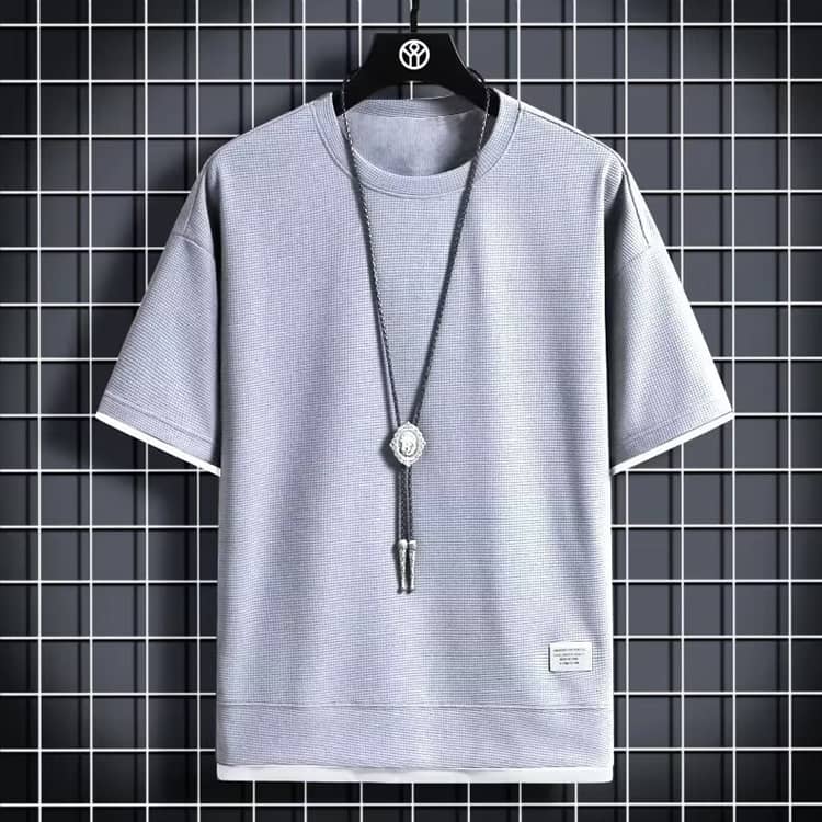 2枚セット Tシャツ メンズ ワッフル 半袖Tシャツ カジュアルTシャツ 無地 ワッフル生地 通気性 お洒落 夏服 レディース トップス ワッフルTシャツ 重ね着風 ティーシャツ 半袖 tシャツ カットソー 20代 30代 40代 50代 60代 メンズファッション 夏 父の日 送料無料 2