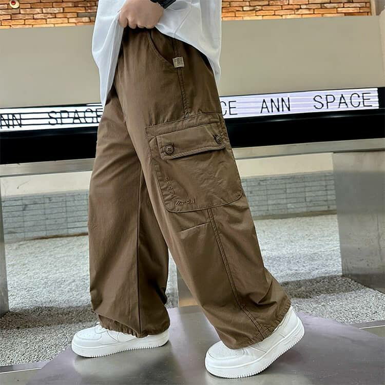 カーゴパンツ キッズ 男の子 ジュニア パンツ 子供服 ロングパンツ 長ズボン チノパンツ ゆったり ボトムス ビッグポケット ワイドパンツ 春 秋 カジュアル ダンス衣装 hiphop 小学生 中学生 子ども服 通学 通園 送料無料 120 130 140 150 160 170cm 2