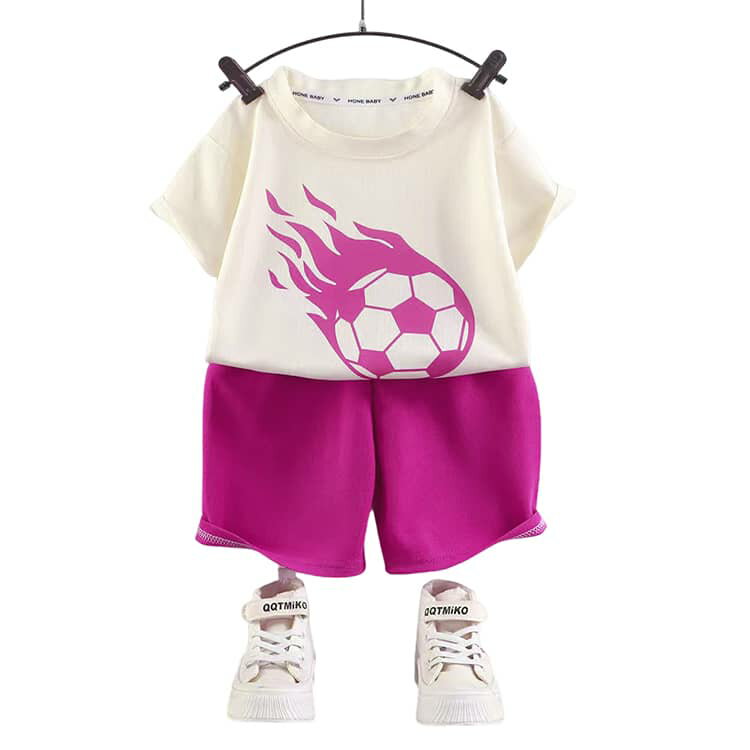 ワッフル生地 サッカー柄 薄手 夏 半袖 パジャマ キッズ 男の子 女の子 子供服 ベビー服 Tシャツ ショートパンツ 上下セット セットアップ お洒落 シンプル かっこいい 夏服 ジュニア ゆったり 寝巻き 部屋着 ルームウェア 90 100 110 120 130 140 150 160cm 3