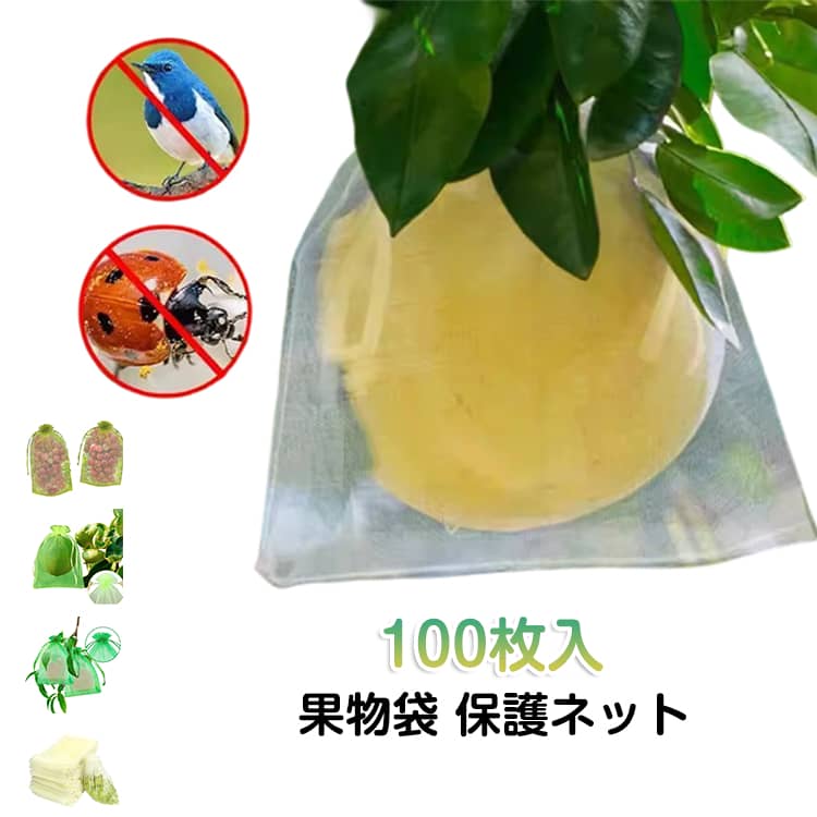 乐天商城 - ぶどう袋 りんご袋 果実保護袋 果物ネット 100枚入 防虫 ネット 果物袋 保護ネット 鳥よけ 鳩よけネット びわ 桃 イチゴ ぶどう 果樹用防鳥ネット 果物保護バッグ ブドウ用 果実袋 カラス対策 害虫鳥避け 園芸工具 農業用 通気性 メッシュ 巾着袋 果樹園 収穫 栽培