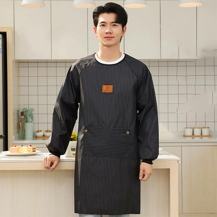 割烹着 かっぽう着 メンズ 男性用 スモック 袖付き エプロン 防水 撥水 汚れ防止 ポケット付き 大きいサイズ 料理 掃除 家事 介護 介助 洗車 作業用 作業着 作務衣 保育士 介護士 おしゃれ シンプル 体型カバー プレゼント ギフト 送料無料 3
