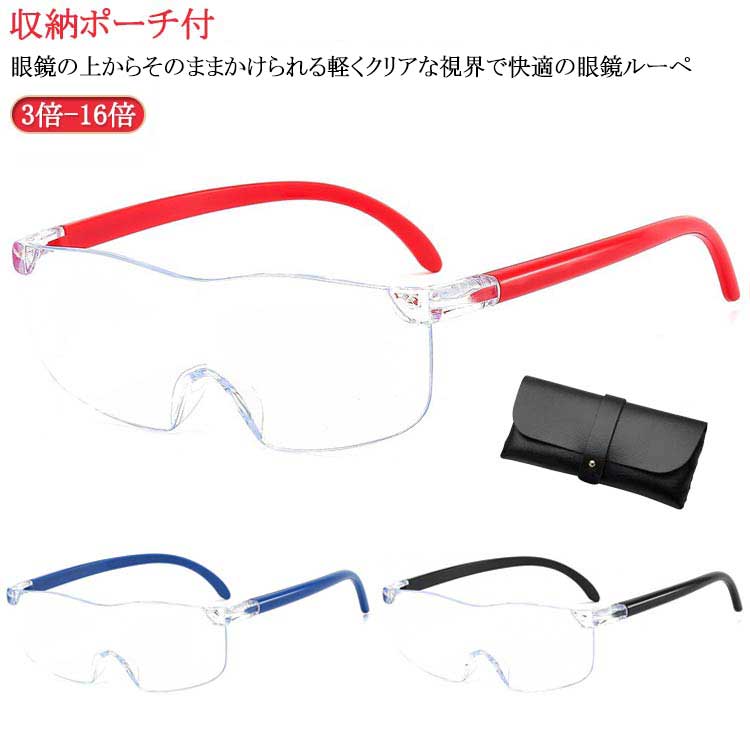 約5倍 ルーペ メガネ型ルーぺ 送料無料 新聞 ブルーライトカット 拡大鏡 メガネルーペ 拡大ルーペ 父の..