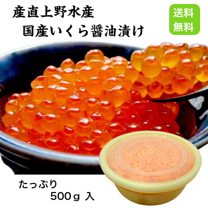 【楽天スーパーSALE】【送料無料】 【数量限定】国産いくら醤油漬け500g 国産いくら いくら醤油漬け 味付いくら 北海道産いくら 産直上野水産 大船渡海鮮 やわらかい ちょうど良い お徳用 ご自宅用 お正月 帰省 おせち 親戚集まり ごちそう おうちごはん