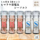 【送料無料】ミル付き岩塩＆シーソルト5本セット ヒマラヤ岩塩110g×3 シーソルト110g×2 ミル付き岩塩 ミルつきシーソルト ミル付きソルト 岩塩 ピンクソルト ヒマラヤ岩塩 シーソルト ステーキ 家飲み