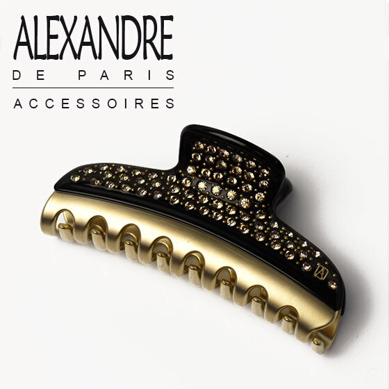 アレクサンドルドゥパリ ヘアクリップ（L）ICC45-14339-03N3 ALEXANDRE DE PARIS VENDOME ブラック/ゴールド クリスタルガラス（スワロフスキー） ギフト可 ブランド髪飾り Miss Alexandre