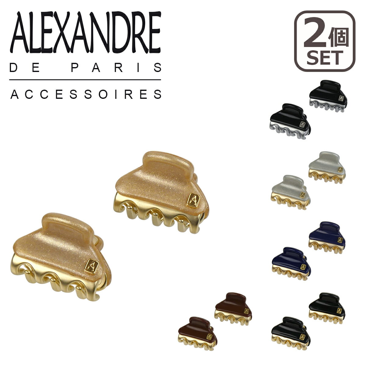 アレクサンドルドゥパリ ヘアクリップ マイクロミニ 2個セット XS ICCXS-14338-02 ALEXANDRE DE PARIS PINCE VENDOME CLIP 2pcs set ギフト可