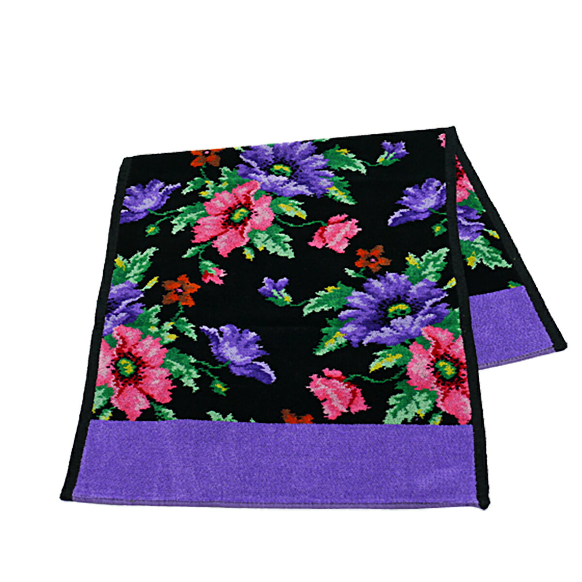 フェイラー ハンドタオル 37cm×80cm ポピーズ ブラック - パープル FEILER Chenille Guest Towel Poppies Black Purple シュニール織 シェニール織 ギフト のし可