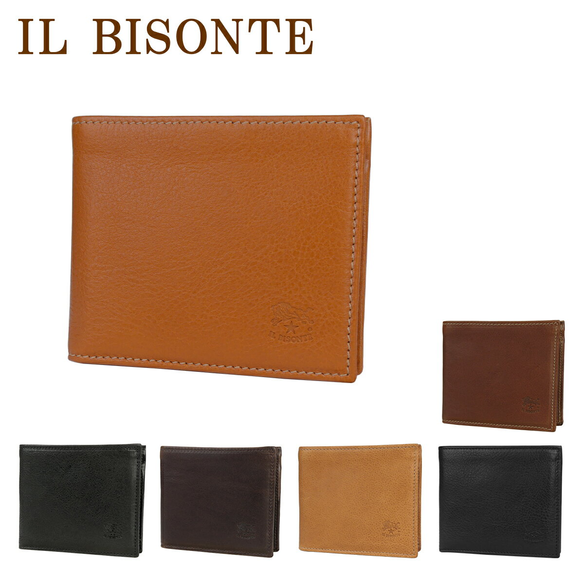 イルビゾンテ 財布 メンズ イルビゾンテ IL BISONTE 二つ折り財布 小銭入れ付き 財布 レザー メンズ ユニセックス レディース SBW007 PV0005 / PO0001