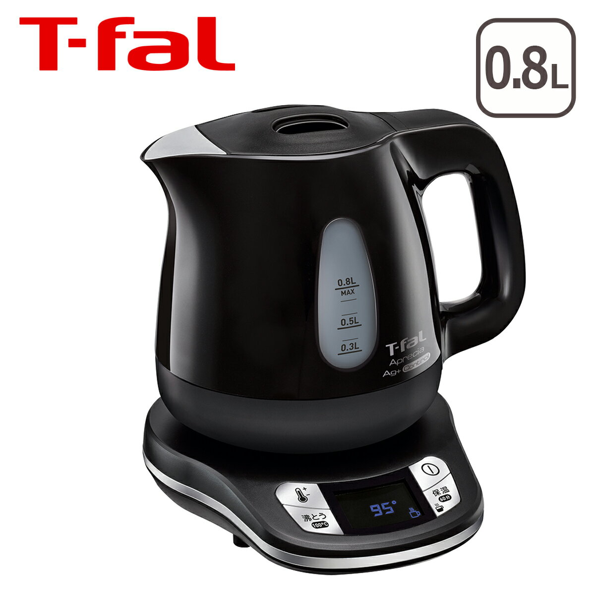 ティファール T-fal 電気ケトル アプレシア エージー・プラス コントロール オニキスブラック 0.8L KO6208JP