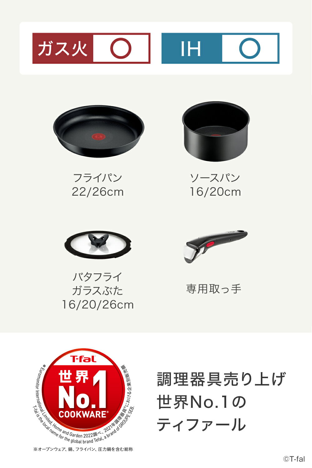 ティファール フライパン セット インジニオ・ネオ IHチャコールグレー セット8 L77298 8点セット IH対応 （2枚目）