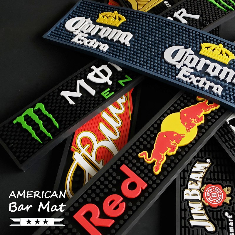 【バーマット】アメリカン バーマット AMERICAN BAR MAT グラス置き コースター 水切り バーカウンター（ショットバー・お酒・アメリカン雑貨・世田谷ベース・かっこいい・USA・海外・コロナ・ジムビーム・モンスターエナジー・ハイネケン・ギネス）