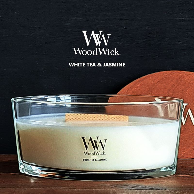 【アロマキャンドル】Wood Wick アロマキャンドル ウッドウィック ハースウィックL ホワイトティー ジャスミン W940053048 フレグランスキャンドル（暖炉・焚き火・音・アロマ・おしゃれ・癒し・プレゼント・贈り物・お祝い・母の日・父の日）カメヤマキャンドルハウス