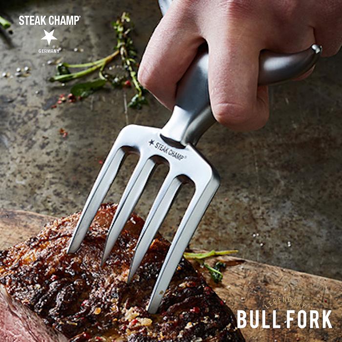 【肉切り分け用フォーク】STEAK CHAMP ブルフォーク ステーキフォーク バーベキュー BBQ アウトドア キ..