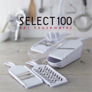 【調理器具】貝印　SELECT100 調理器セット　DH-3027　セレクト100　（スライサー、おろし器、せん切り器、細せん切り器、指ガード 、目皿、収納ケース）（大根おろし・キャベツの千切り・トマトのスライス・キッチンツール）KAI