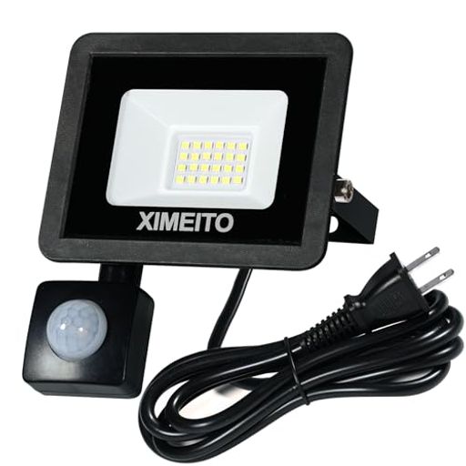 Lights - XIMEITOLEDセンサーライト投光器20W人感センサー昼白色6500K2300LM(180W相当)120°広角検知距離調整可IP66防水屋外コンセント式1.8mコード2Pプラグ玄関・駐車場・倉庫・防犯灯PSE認証済