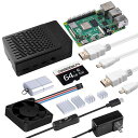 GEEEKPI RASPBERRY PI 4 4GB スターターキット - 64GBエディション RASPBERRY PI 4ケース ファン付き RASPBERRY PI 電源 ON/OFFスイッチ付き HDMIケーブル RASPBERRY PI 4B(2)