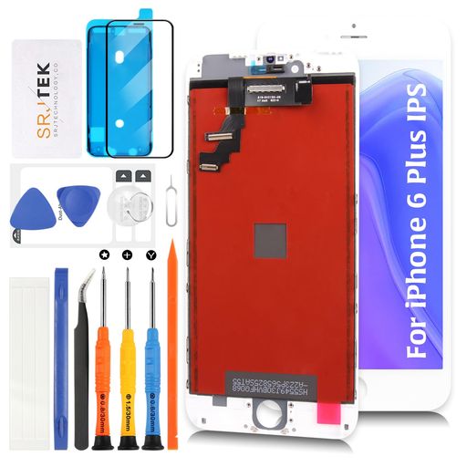 SRJTEKforiPhone6Plus5.5画面互換液晶パネル交換【TFT品質・ホームボタン非搭載】LCDディスプレイタッチスクリーンデジタイザー総成修理用A1522A1524修理ツール付き(ホワイト)