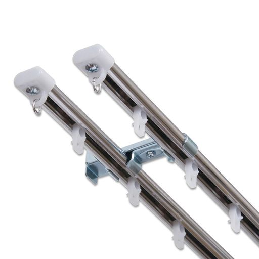 フルネス(Fullness)オーバル型ステンレス製カーテンレールシルバー伸縮2m(1.1~2m)ダブルI4007