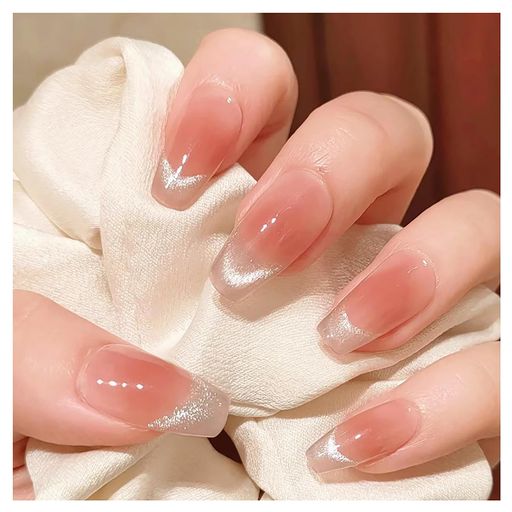 SEMTIMネイルチップ24枚入ミディアムショートラウンドつけ爪短めネイルチップミディアムロングネイル人..