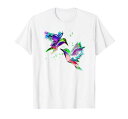 ハチドリ 鳥愛好家 水彩ペイント スプラッター アート アニマル Tシャツ